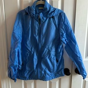 L.L. Bean Womens Blue Hooded Raincoat Jacket Size Medium M